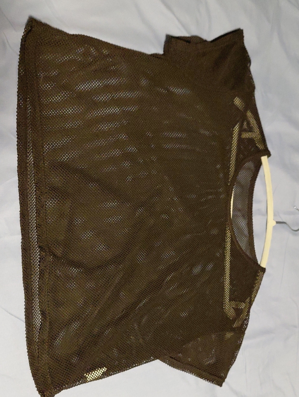 Brown Mesh Short Sleeve Women’s Top